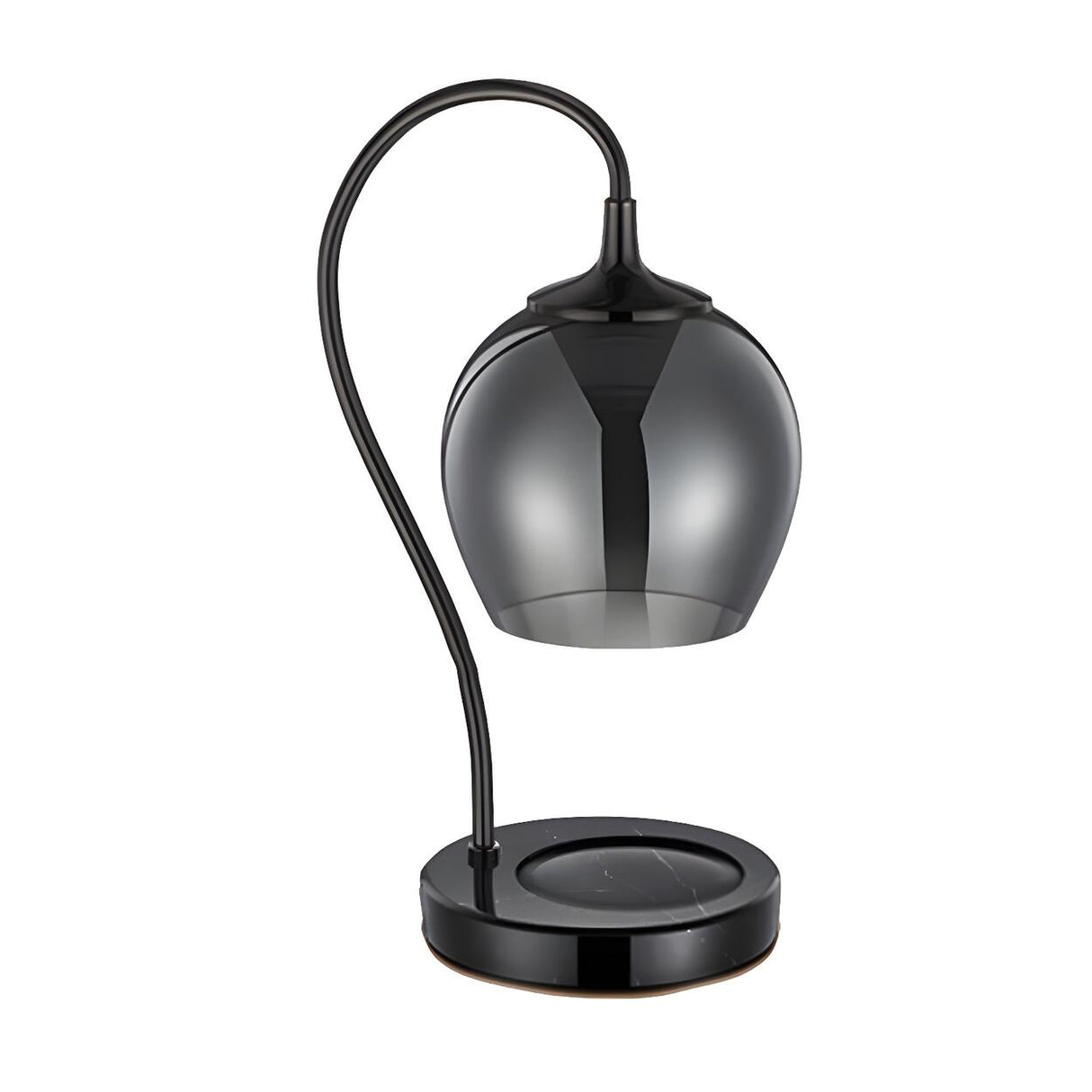 Stylish Modern Black Glass Globe Shade Metal Table Lamp Image - 5