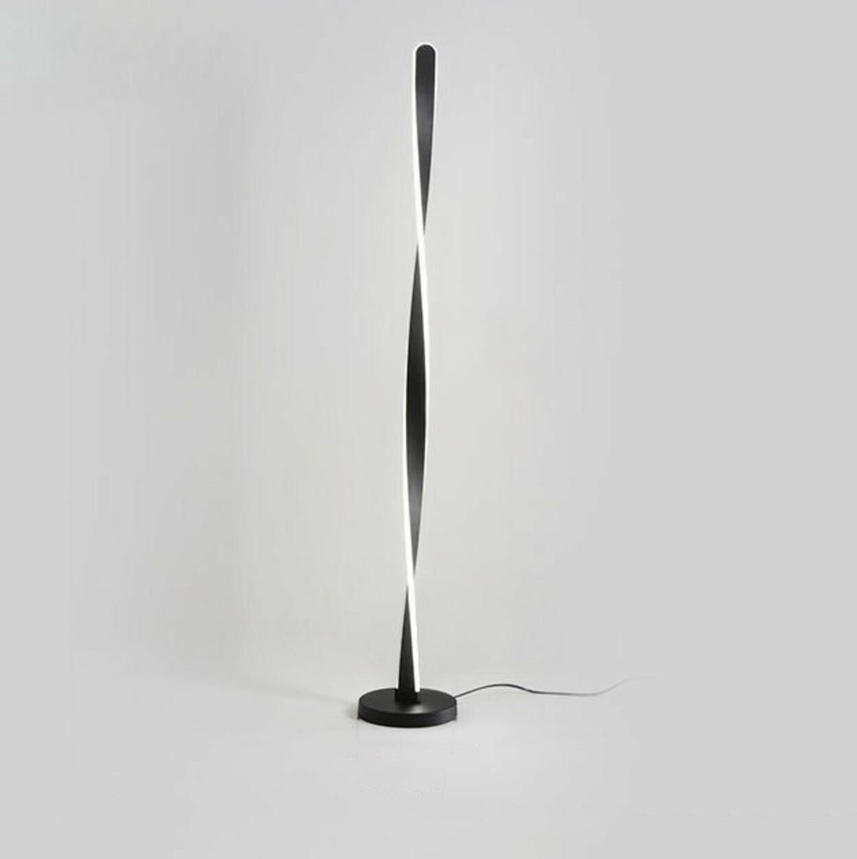 Stylish Modern Black Spiral Bedside LED Floor Lamp Image - 6