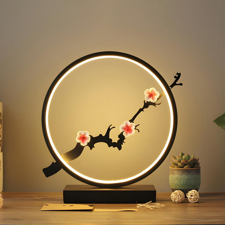 Stylish Modern Circular Plum Decor LED Table Lamp Image - 1