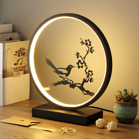 Stylish Modern Circular Plum Decor LED Table Lamp Image - 2