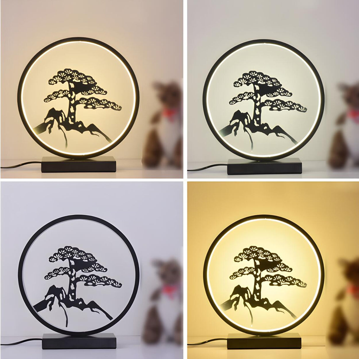 Stylish Modern Circular Plum Decor LED Table Lamp Image - 21