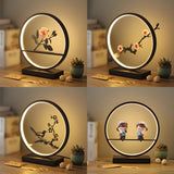 Stylish Modern Circular Plum Decor LED Table Lamp Image - 22