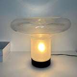 Stylish Modern Clear Glass Round Geometric Table Lamp Image - 11