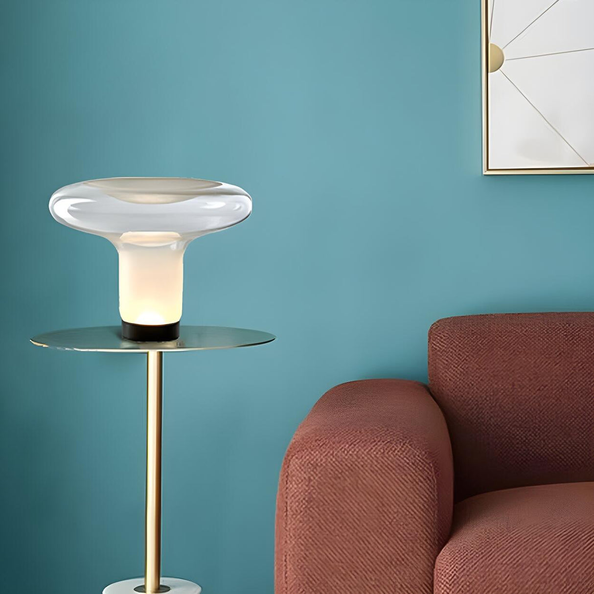 Stylish Modern Clear Glass Round Geometric Table Lamp Image - 16