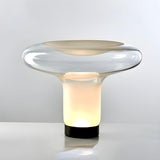 Stylish Modern Clear Glass Round Geometric Table Lamp Image - 2