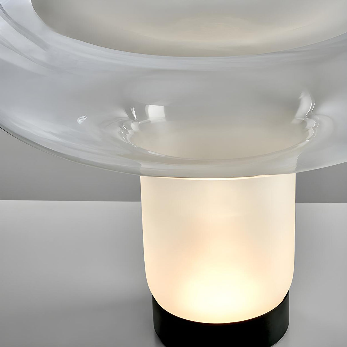 Stylish Modern Clear Glass Round Geometric Table Lamp Image - 5