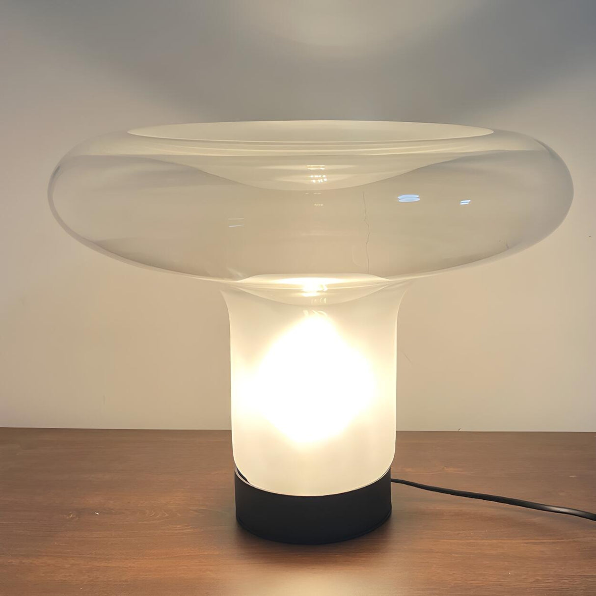 Stylish Modern Clear Glass Round Geometric Table Lamp Image - 7