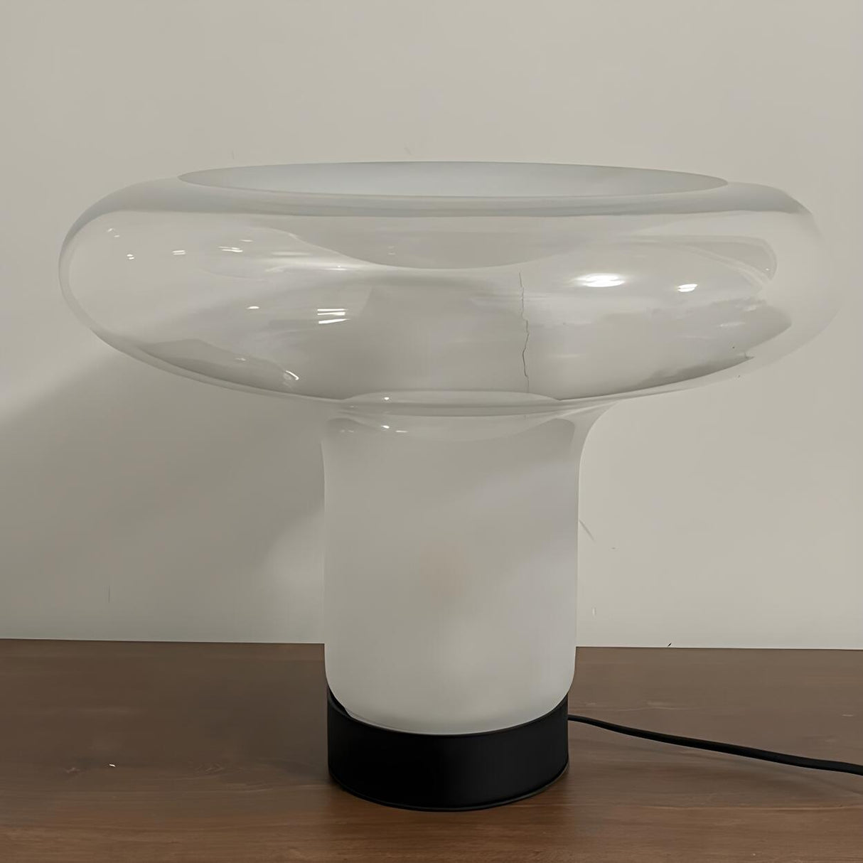 Stylish Modern Clear Glass Round Geometric Table Lamp Image - 8