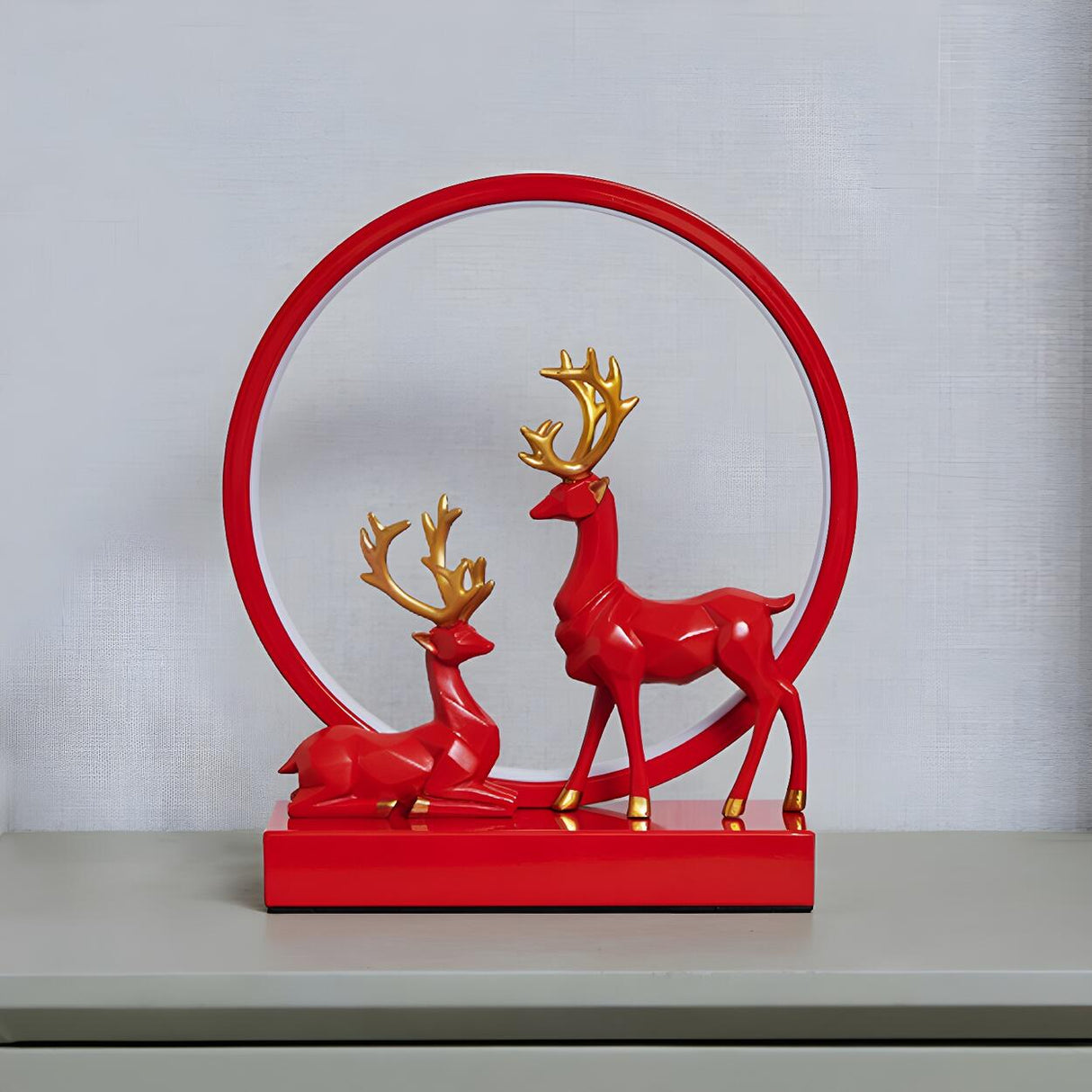 Stylish Modern Deer Circle Ambience LED Table Lamp Image - 10