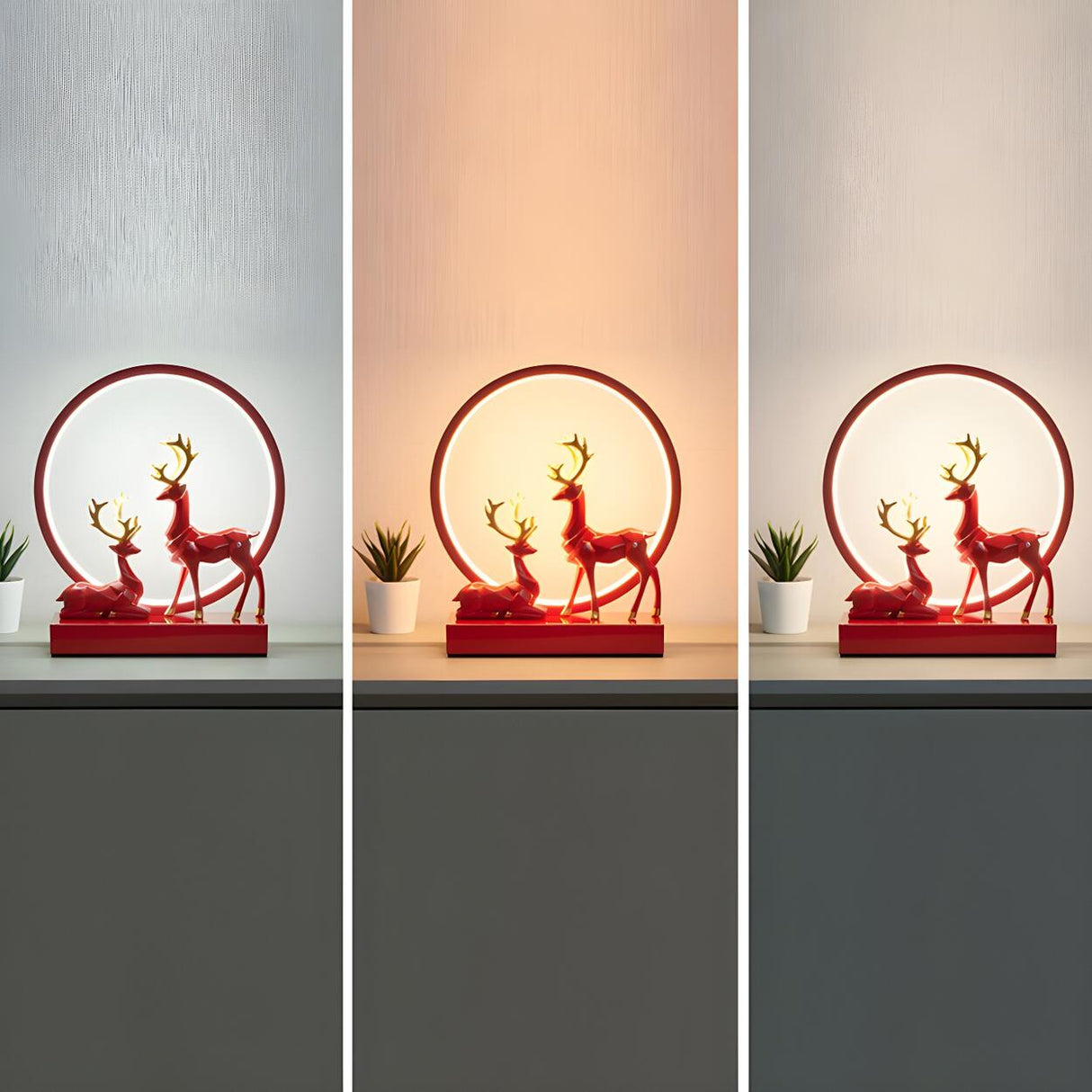 Stylish Modern Deer Circle Ambience LED Table Lamp Image - 11