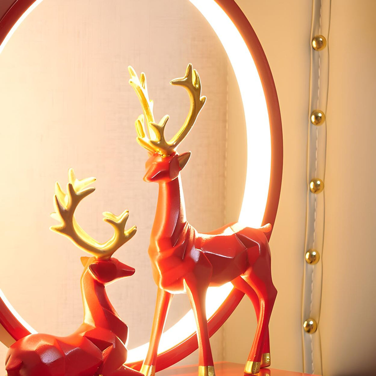 Stylish Modern Deer Circle Ambience LED Table Lamp Image - 13