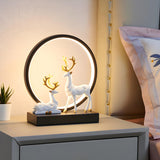 Stylish Modern Deer Circle Ambience LED Table Lamp Image - 16