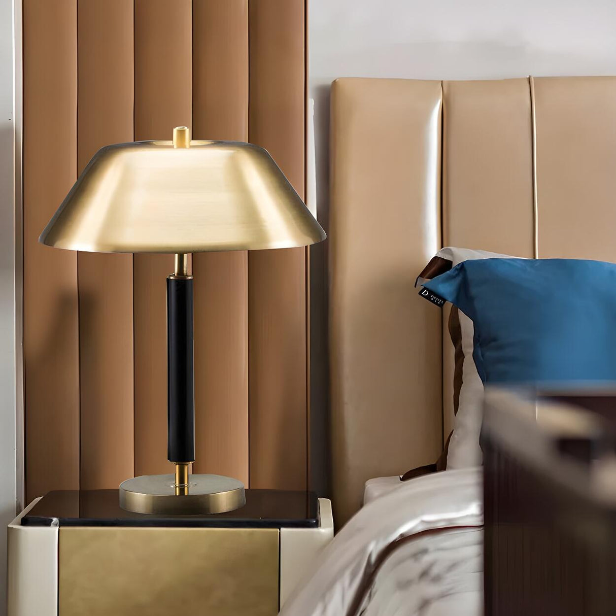 Stylish Modern Geometric Gold Bedroom Decor Table Lamp Image - 1