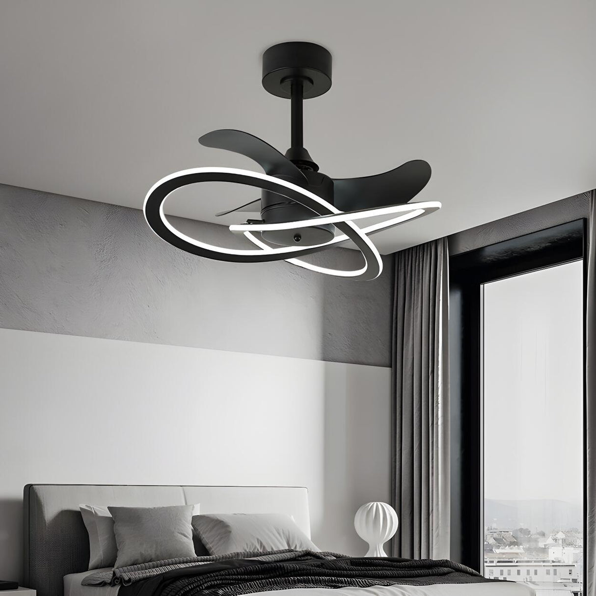 Stylish Modern Infinity Curved Ceiling Fan with Light Image - 1