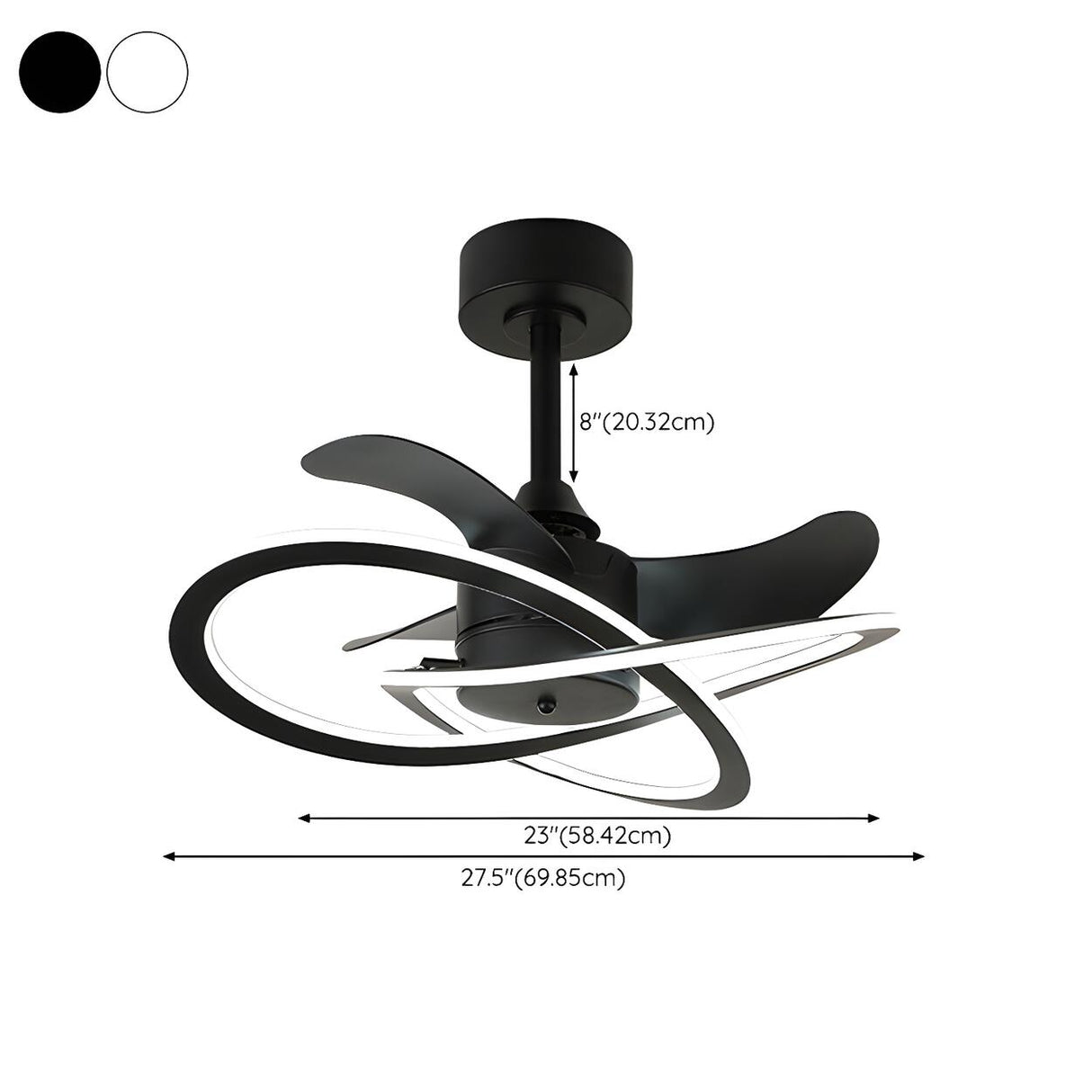 Stylish Modern Infinity Curved Ceiling Fan with Light 