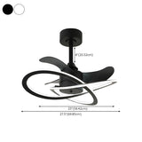 Stylish Modern Infinity Curved Ceiling Fan with Light #size