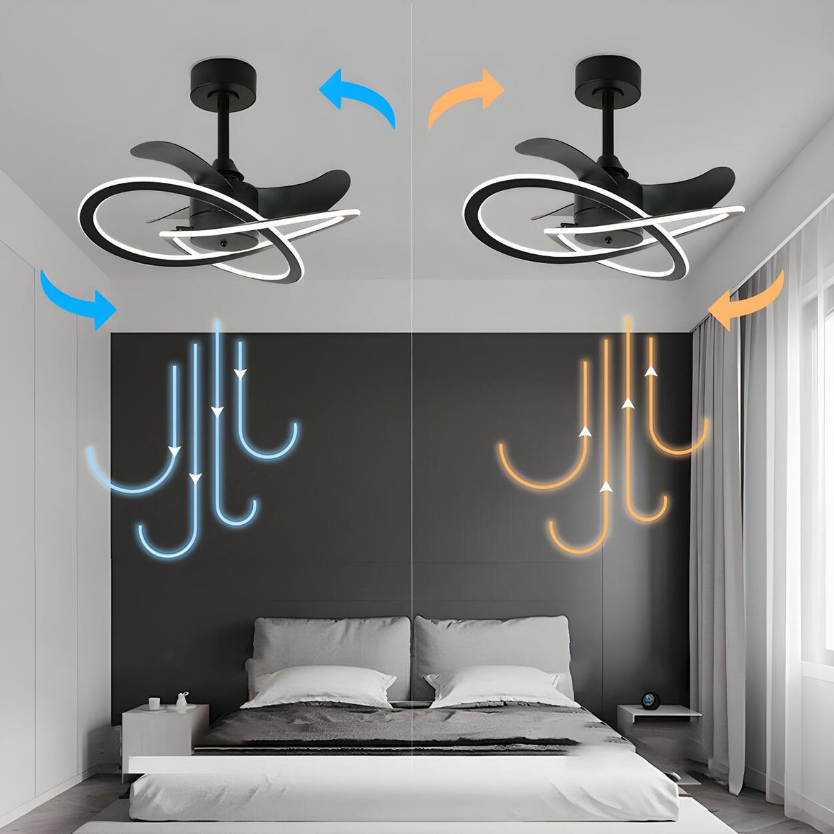 Stylish Modern Infinity Curved Ceiling Fan with Light Image - 4