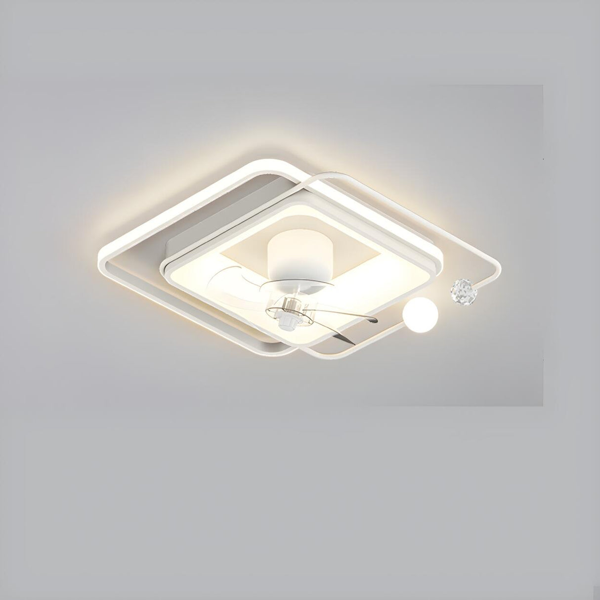 Stylish Modern Linear Square LED Ceiling Fan with Light Image - 10