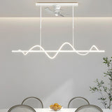 Stylish Modern Linear Wave Pendant Fan with LED Light Image - 10