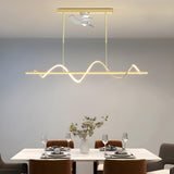 Stylish Modern Linear Wave Pendant Fan with LED Light Image - 3