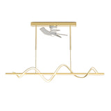 Stylish Modern Linear Wave Pendant Fan with LED Light Image - 5