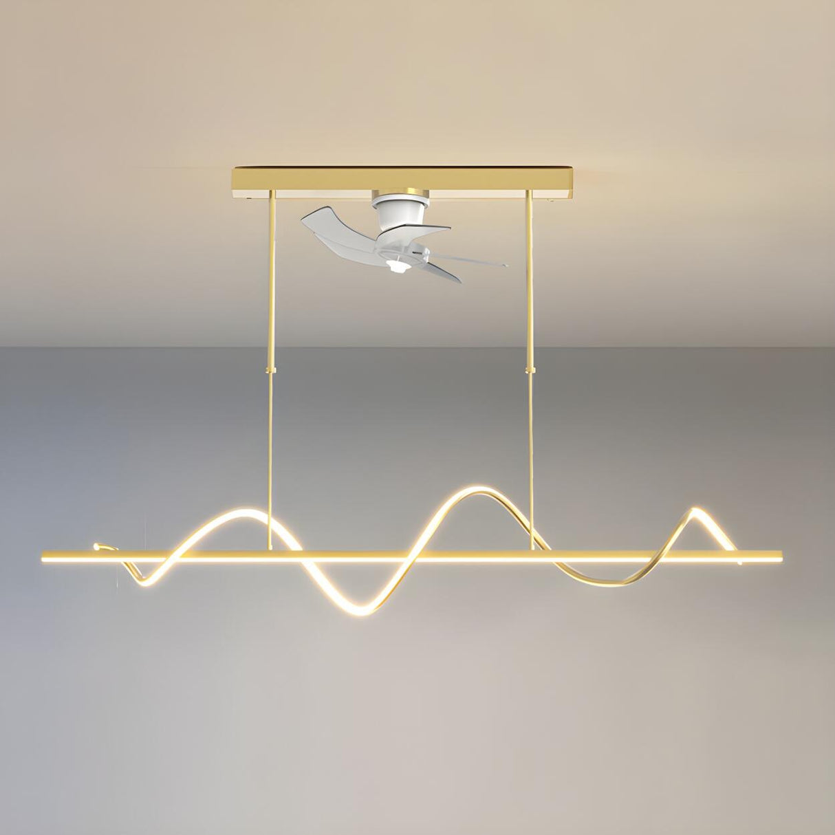 Stylish Modern Linear Wave Pendant Fan with LED Light Image - 6