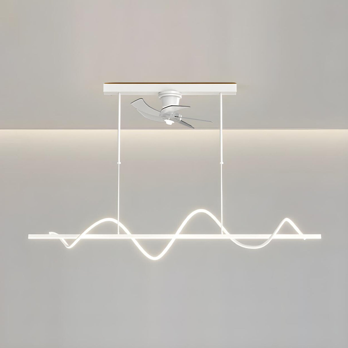 Stylish Modern Linear Wave Pendant Fan with LED Light Image - 7