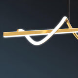 Stylish Modern Linear Wave Pendant Fan with LED Light Image - 8