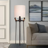 Stylish Modern White Drum Bedside Tripod Floor Lamp Image - 2