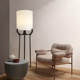 Stylish Modern White Drum Bedside Tripod Floor Lamp Image - 4