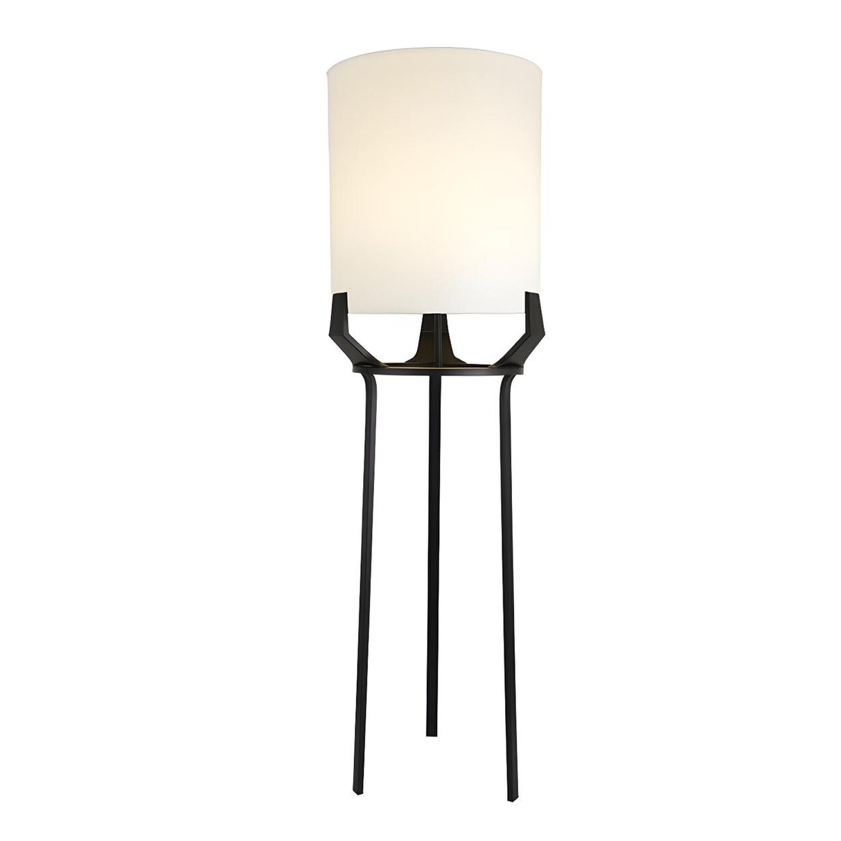 Stylish Modern White Drum Bedside Tripod Floor Lamp Image - 5