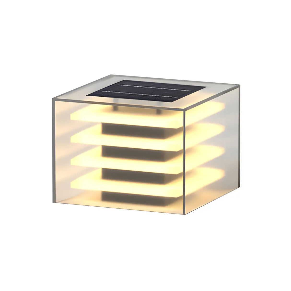 Stylish Multi-layered Square Glass Outdoor Pillar Lamp Image - 2