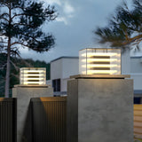 Stylish Multi-layered Square Glass Outdoor Pillar Lamp Image - 5