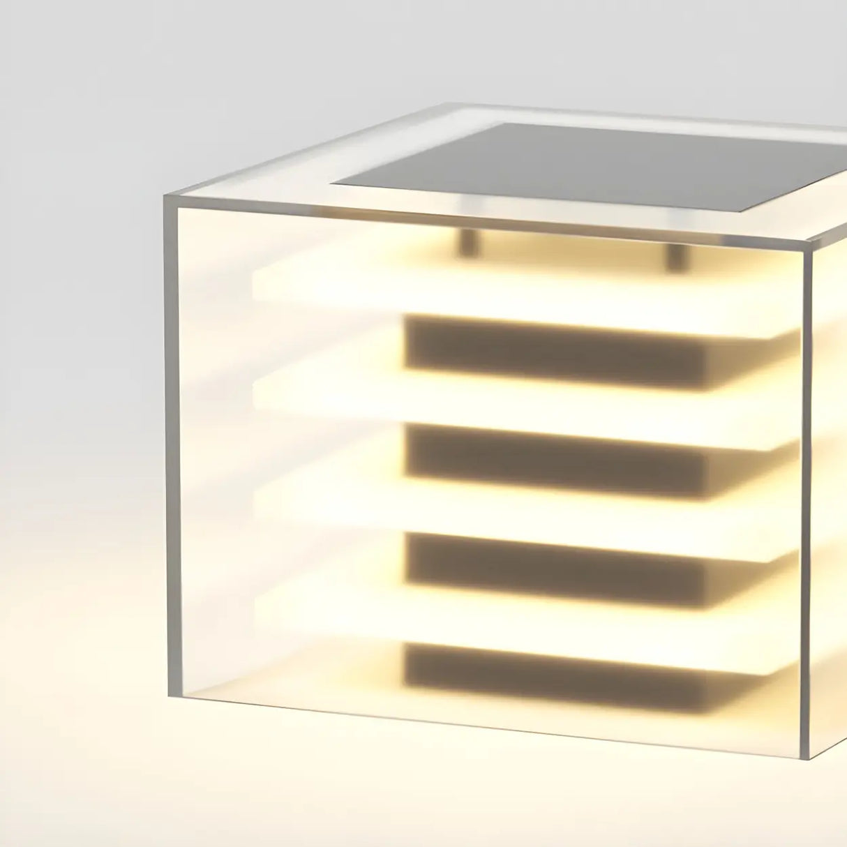 Stylish Multi-layered Square Glass Outdoor Pillar Lamp Image - 9