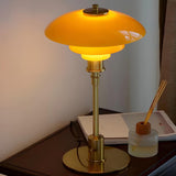 Stylish Multi-layered Umbrella Amber Glass Table Lamp Image - 3