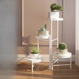 Stylish Multi-Tiered Round Tray Metal Plant Stand White Image - 3