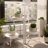 Stylish Multi-Tiered Round Tray Metal Plant Stand White Image - 4