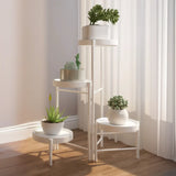 Stylish Multi-Tiered Round Tray Metal Plant Stand White Image - 6