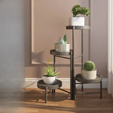 Stylish Multi-Tiered Round Tray Metal Plant Stand White Image - 7