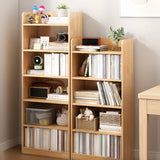 Stylish Natural Wood Finish Rectangular Small Bookcase Image - 1