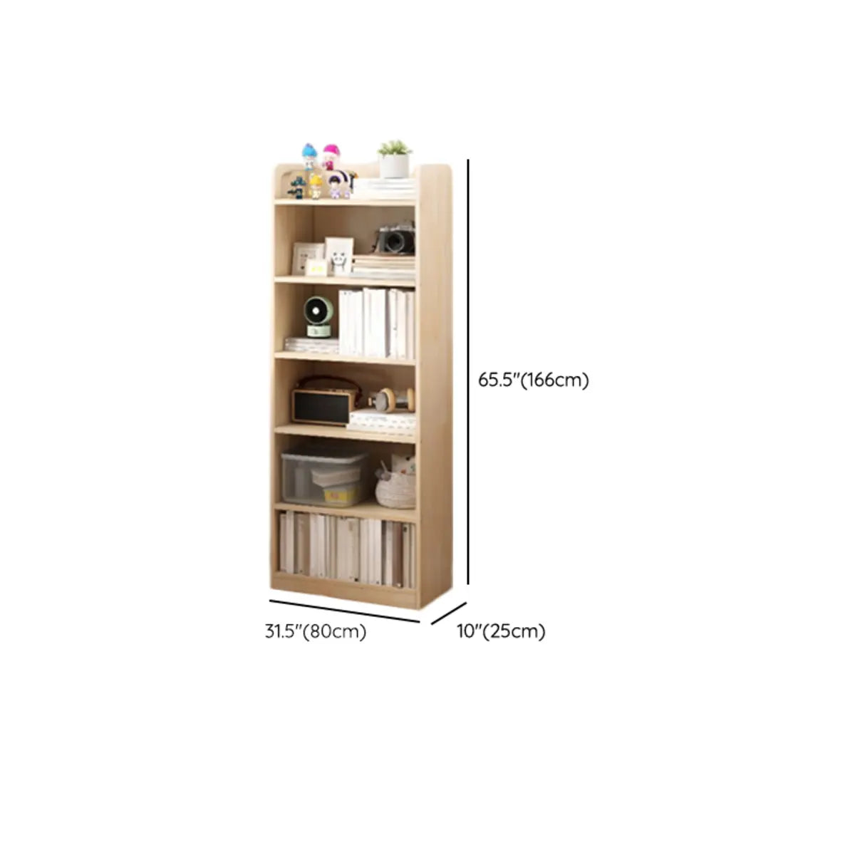 Stylish Natural Wood Finish Rectangular Small Bookcase Image - 14