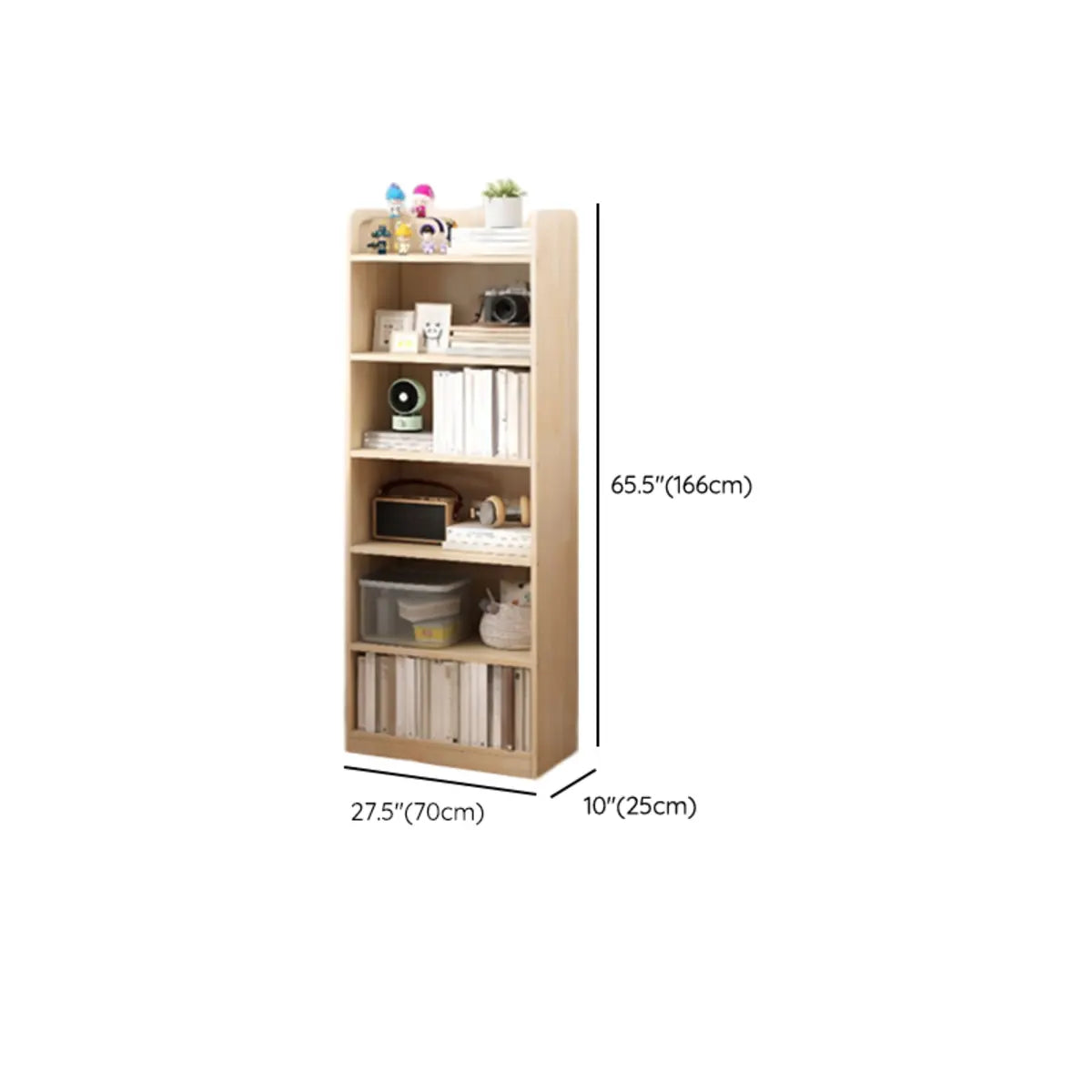 Stylish Natural Wood Finish Rectangular Small Bookcase Image - 15