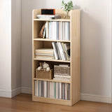 Stylish Natural Wood Finish Rectangular Small Bookcase Image - 5