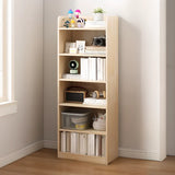 Stylish Natural Wood Finish Rectangular Small Bookcase Image - 7