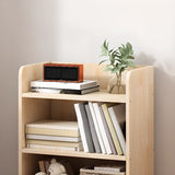 Stylish Natural Wood Finish Rectangular Small Bookcase Image - 9