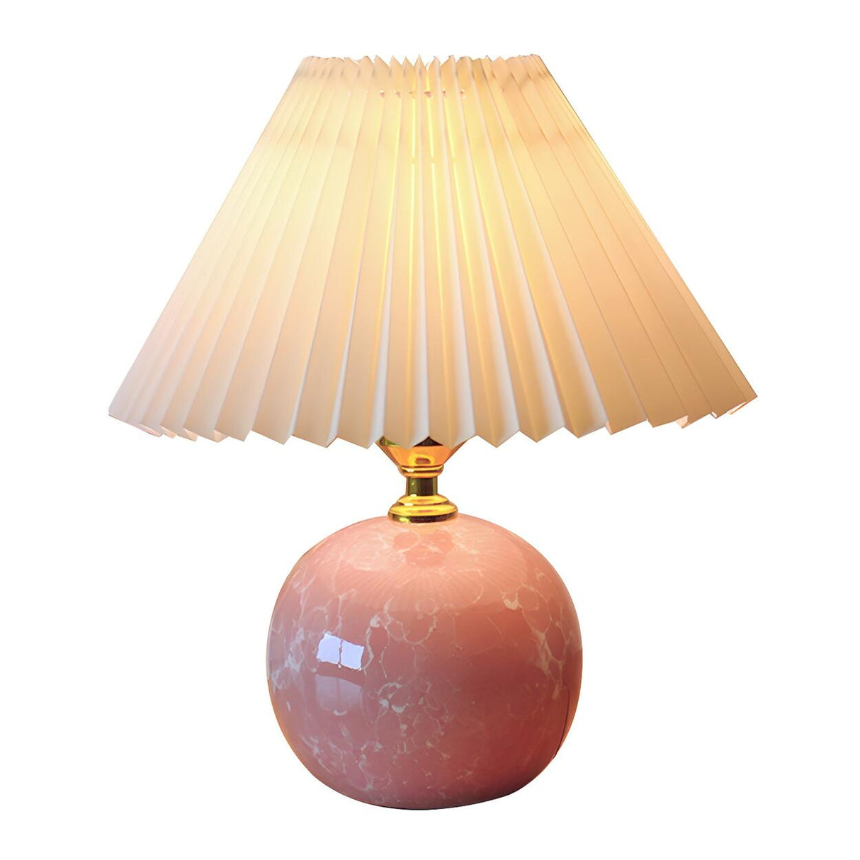 Stylish Nordic Fabric Shade Globe Ceramic Table Lamp Image - 10