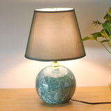 Stylish Nordic Fabric Shade Globe Ceramic Table Lamp Image - 11