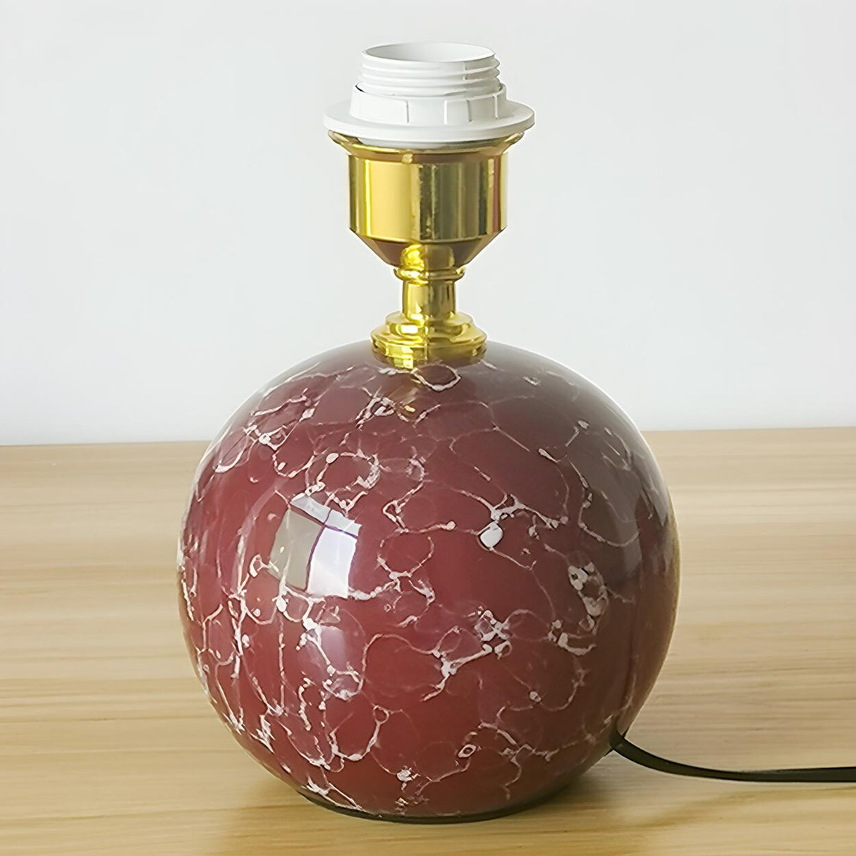 Stylish Nordic Fabric Shade Globe Ceramic Table Lamp Image - 12