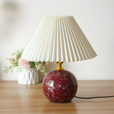 Stylish Nordic Fabric Shade Globe Ceramic Table Lamp Image - 16