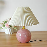 Stylish Nordic Fabric Shade Globe Ceramic Table Lamp Image - 18